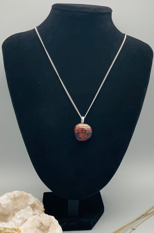 Cornalina Natural en Collar - Acero Inoxidable 50cm