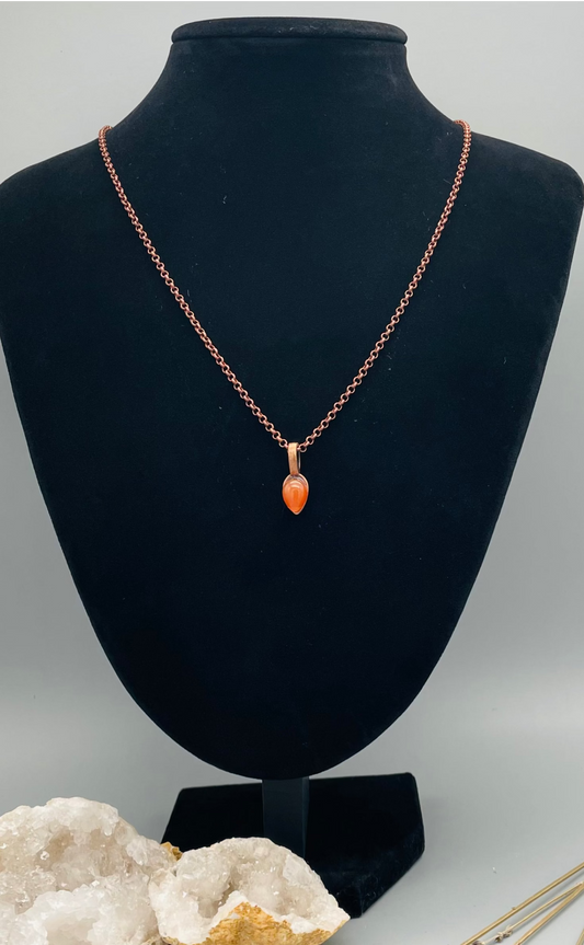 Cornalina en Collar de 50 cm con Cadena de Bronce Envejecido