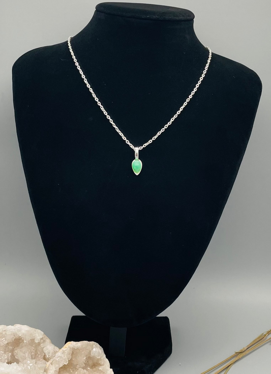 Crisoprasa en Collar de 50 cm con Cadena de Acero Inoxidable