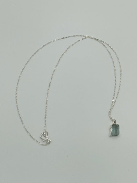 Aguamarina en Collar de Plata de Ley - 50cm Cadena de Plata 925
