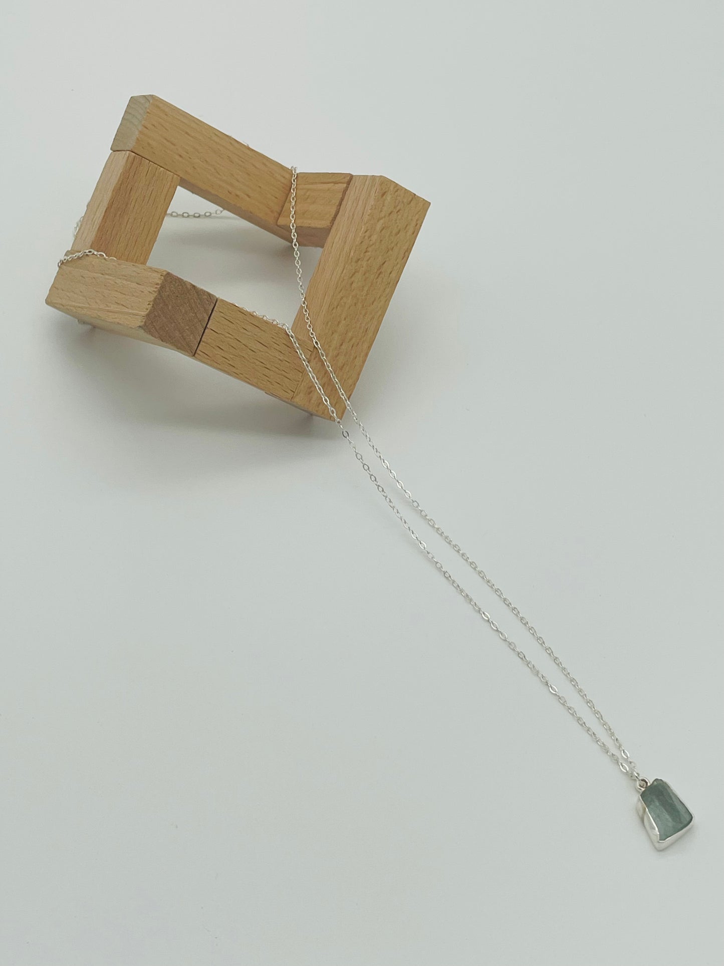 Aguamarina en Collar de Plata de Ley - 50cm Cadena de Plata 925