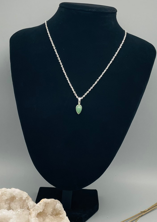 Aventurina en Collar de 50 cm con Cadena de Acero Inoxidable