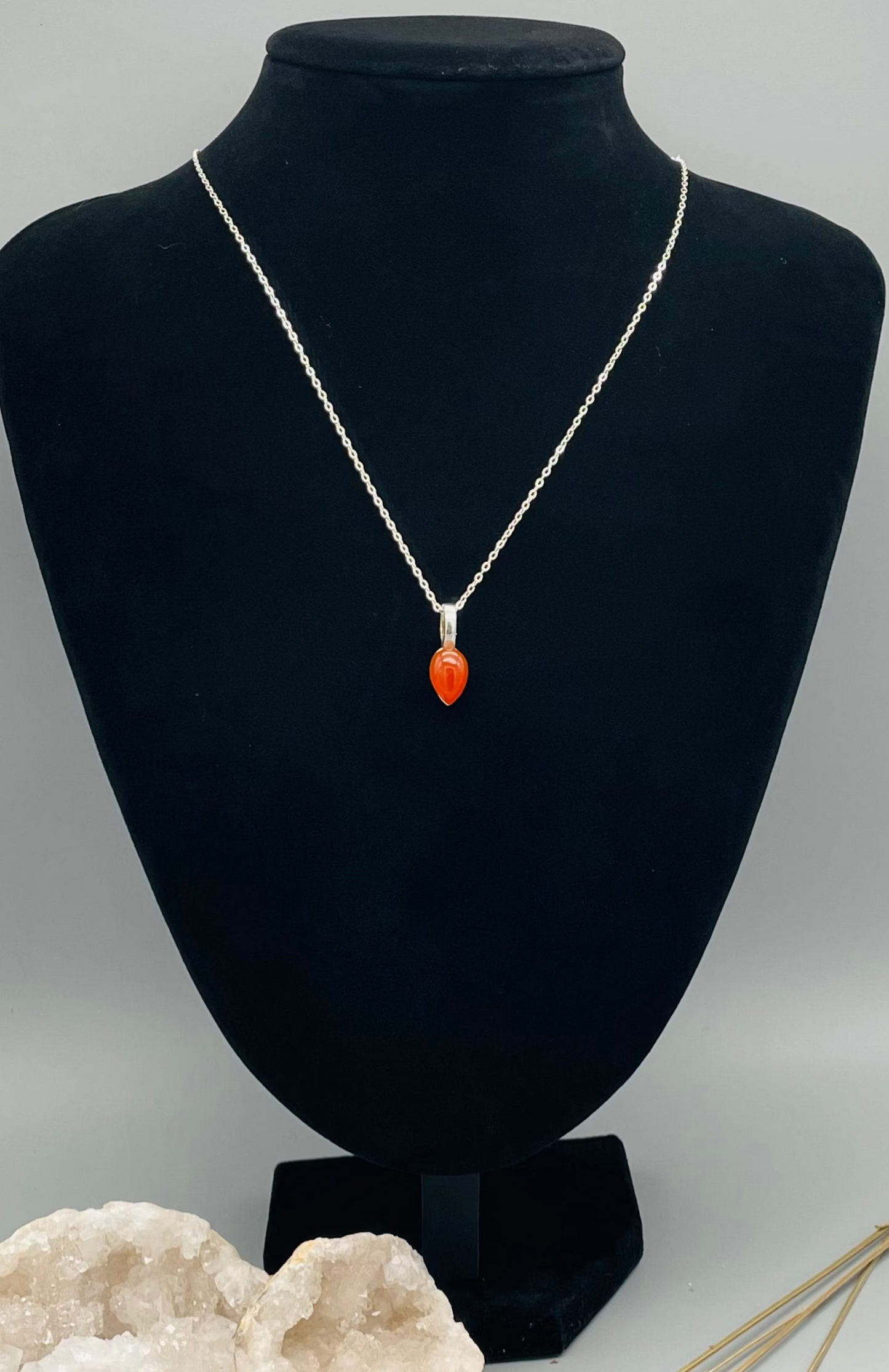 Cornalina en Collar de 50 cm con Cadena de Acero Inoxidable