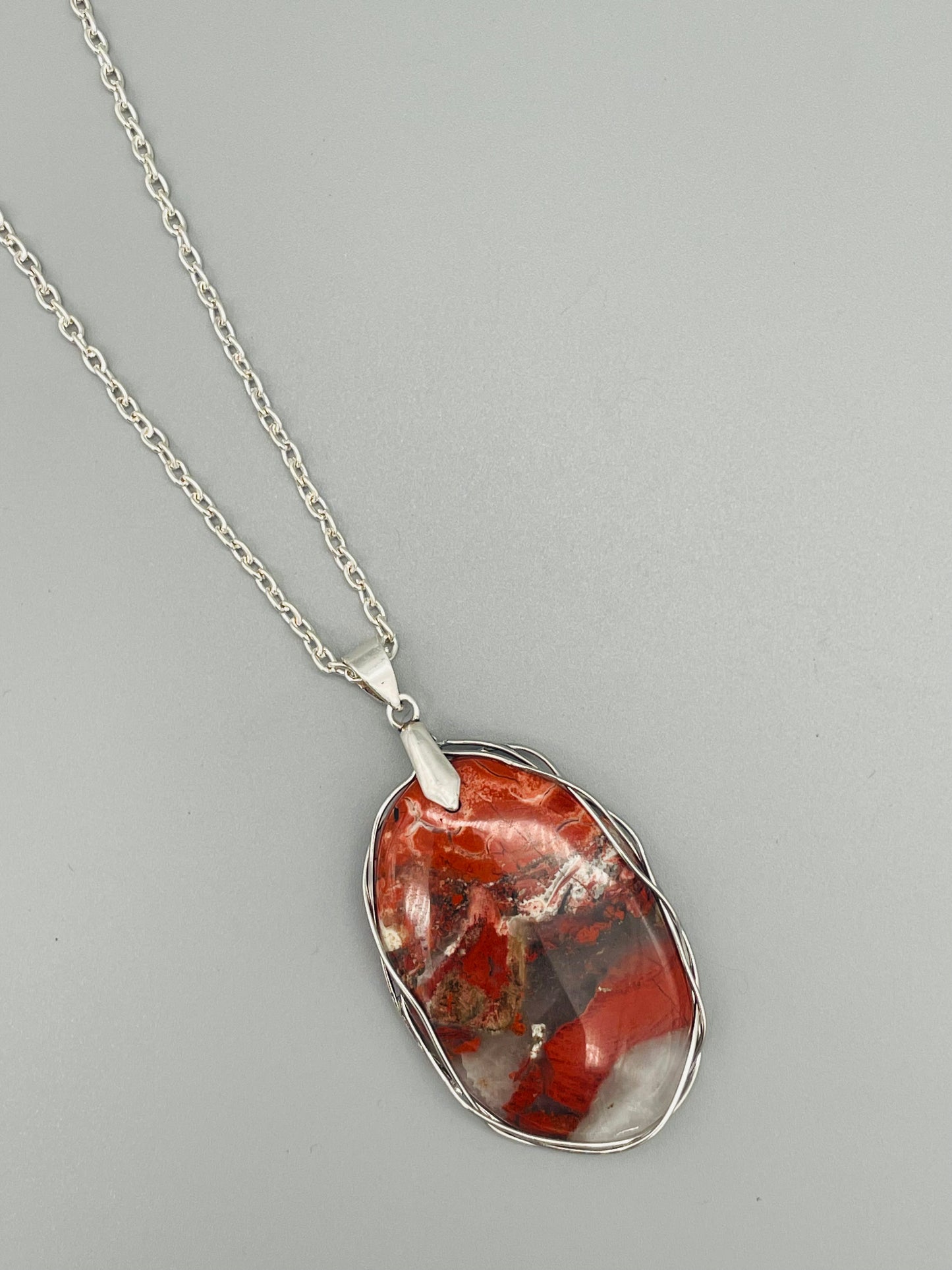 Jaspe Sardo en Collar de Acero Inoxidable - 60 cm