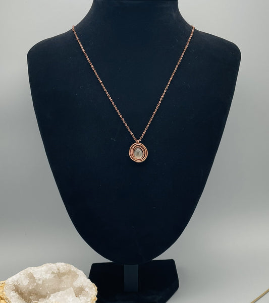 Aguamarina en Collar de con Alambrismo - Cadena Satélite de Bronce - Ajustable