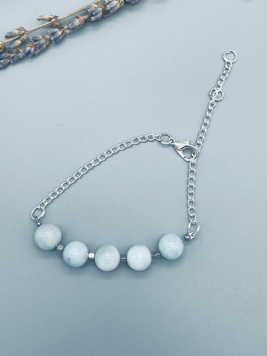 Aguamarina de cuentas en Pulsera ajustable