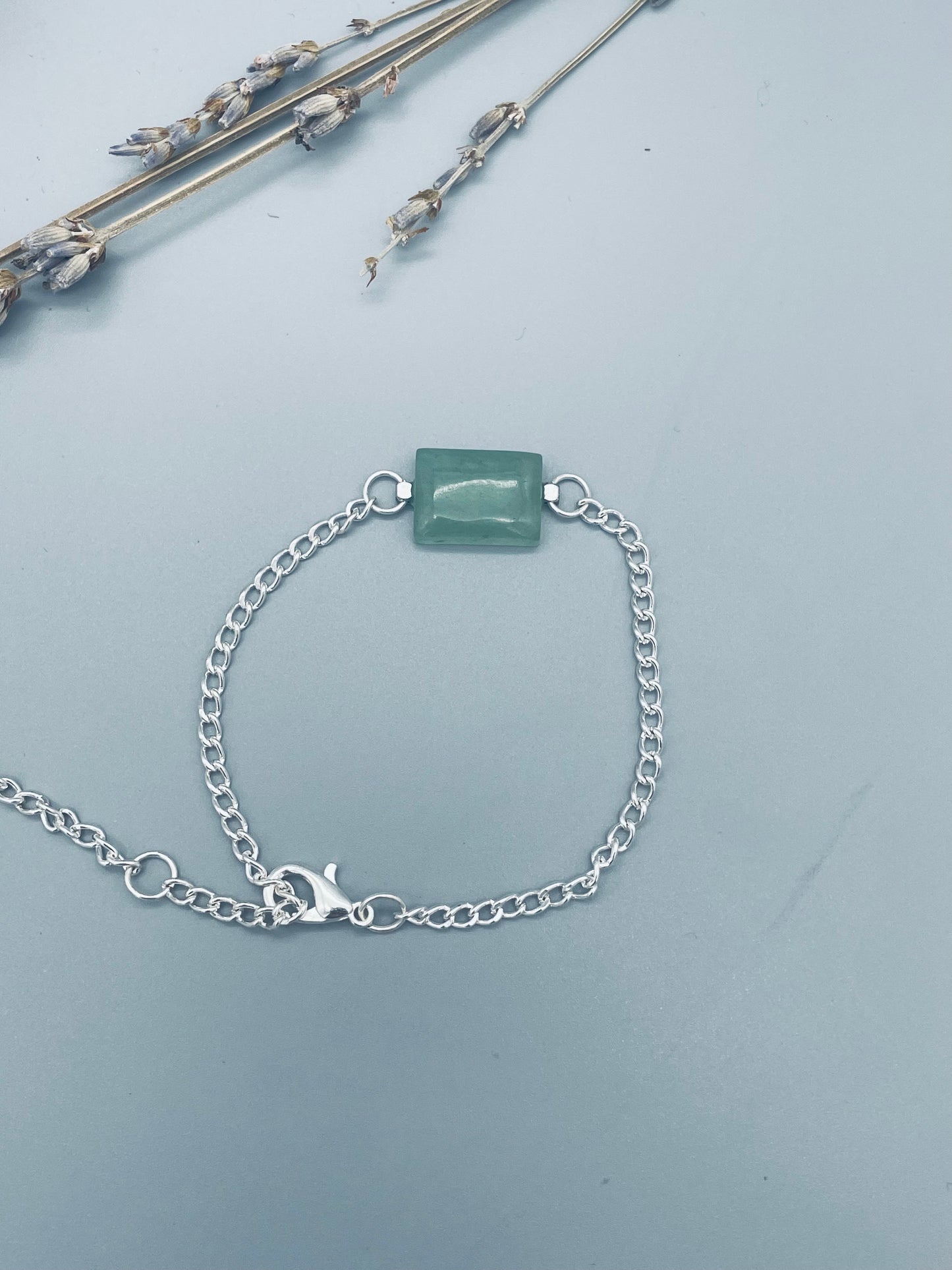 Aventurina (Prasio) en Pulsera de  en Acero Inoxidable Ajustable