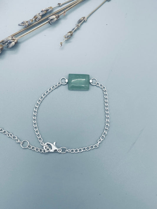 Aventurina (Prasio) en Pulsera de  en Acero Inoxidable Ajustable