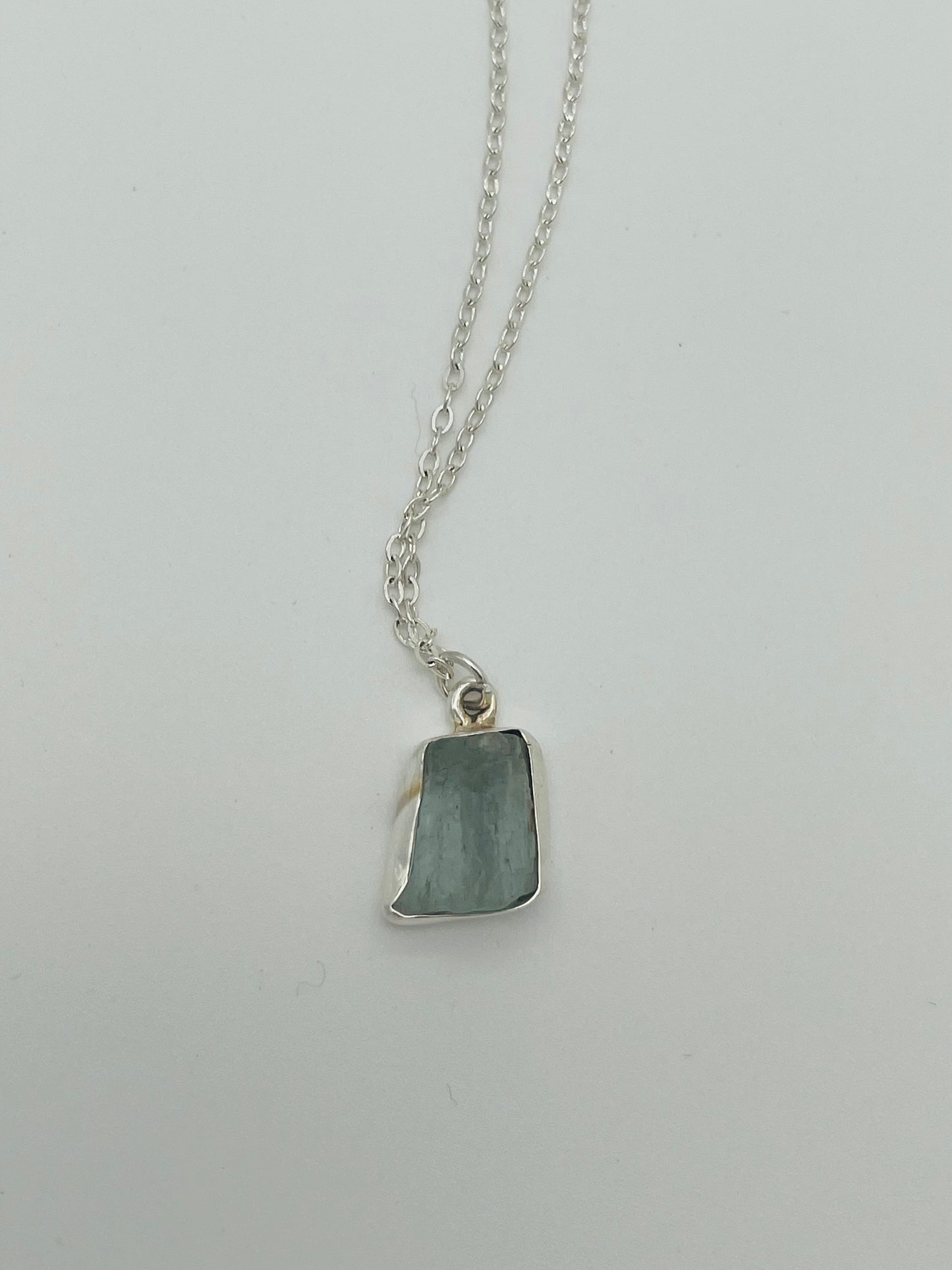 Aguamarina en Collar de Plata de Ley - 50cm Cadena de Plata 925