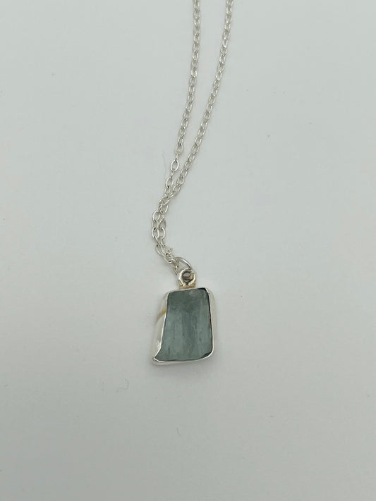 Aguamarina en Collar de Plata de Ley - 50cm Cadena de Plata 925