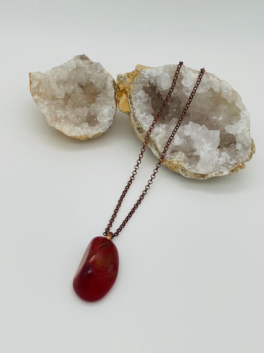 Cornalina en Collar de Bronce - 60cm