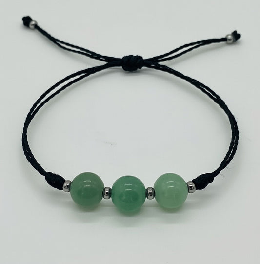 Aventurina en Pulsera  (hilo negro)- Santa Hildegarda