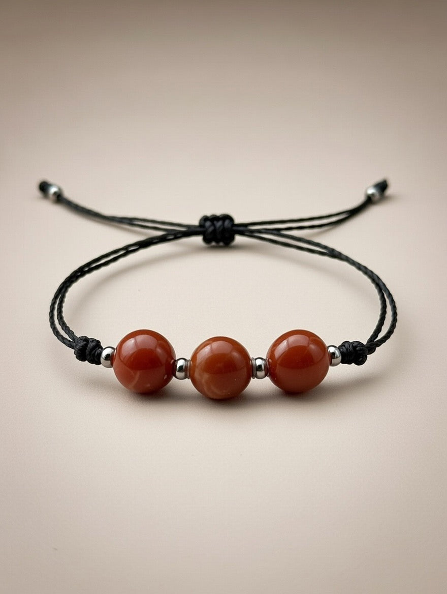 Jaspe Rojo en Pulsera (hilo negro) - Santa Hildegarda