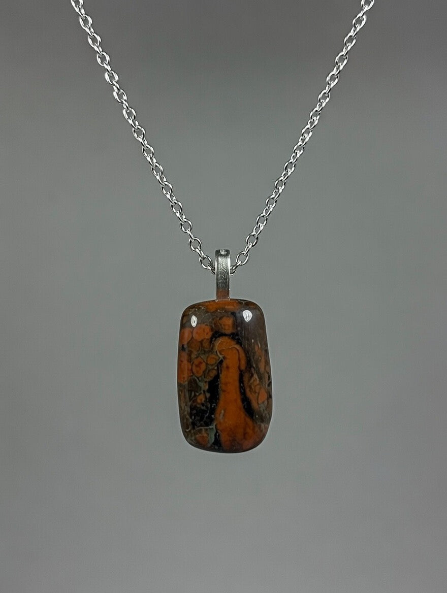 Jaspe Sardo Natural en Collar - Acero Inoxidable 50cm