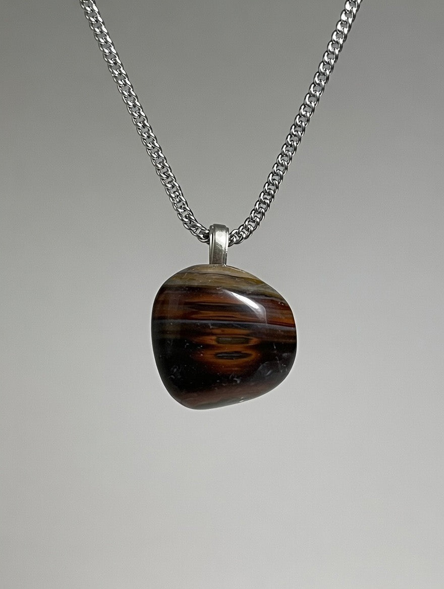 Cornalina Natural en Collar  - Acero Inoxidable 50cm