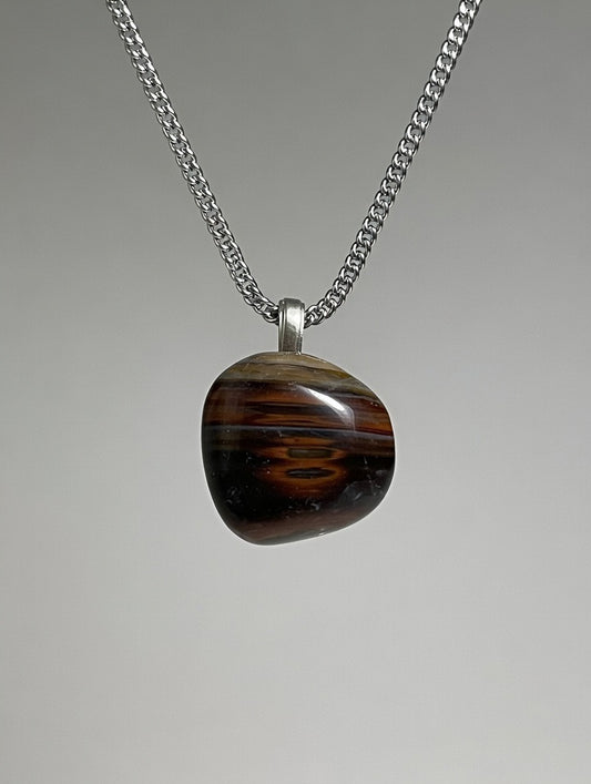 Cornalina Natural en Collar  - Acero Inoxidable 50cm