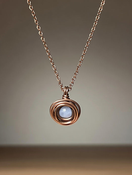 Aguamarina en Collar  Envuelta en Bronce - 55cm ajustable