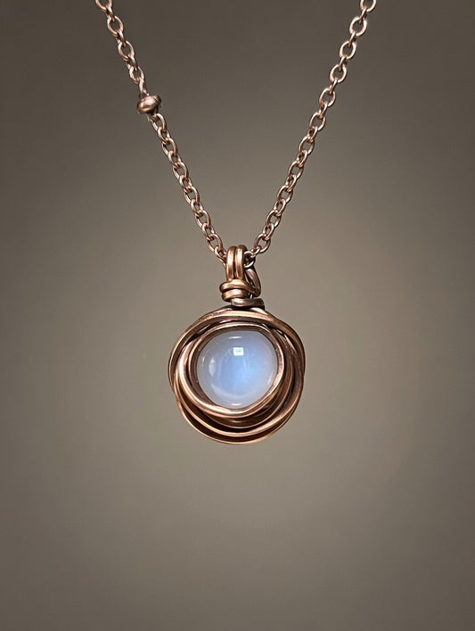 Calcedonia en Collar envuelta en Bronce - 55cm ajustable