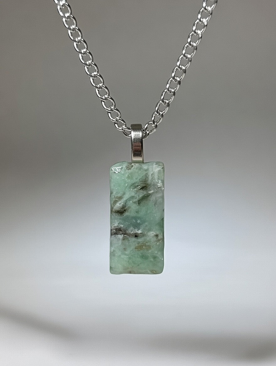 Crisoprasa en Collar   - Acero Inoxidable 50cm