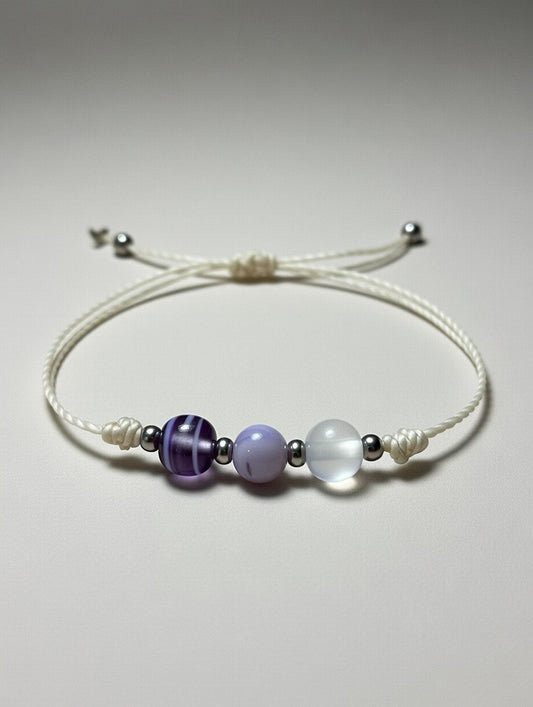 Ágata en Pulsera - Santa Hildegarda (hilo beige)