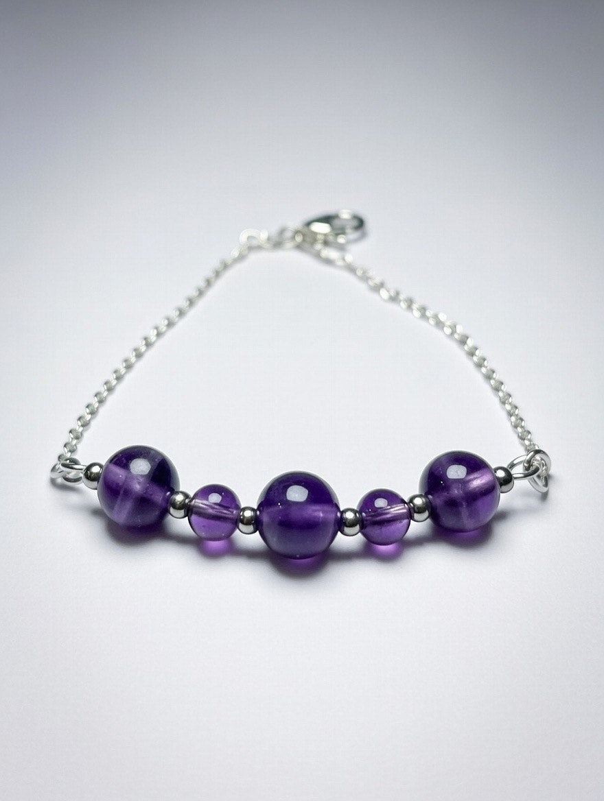 Amatista en Pulsera con Cadena de Acero Inoxidable