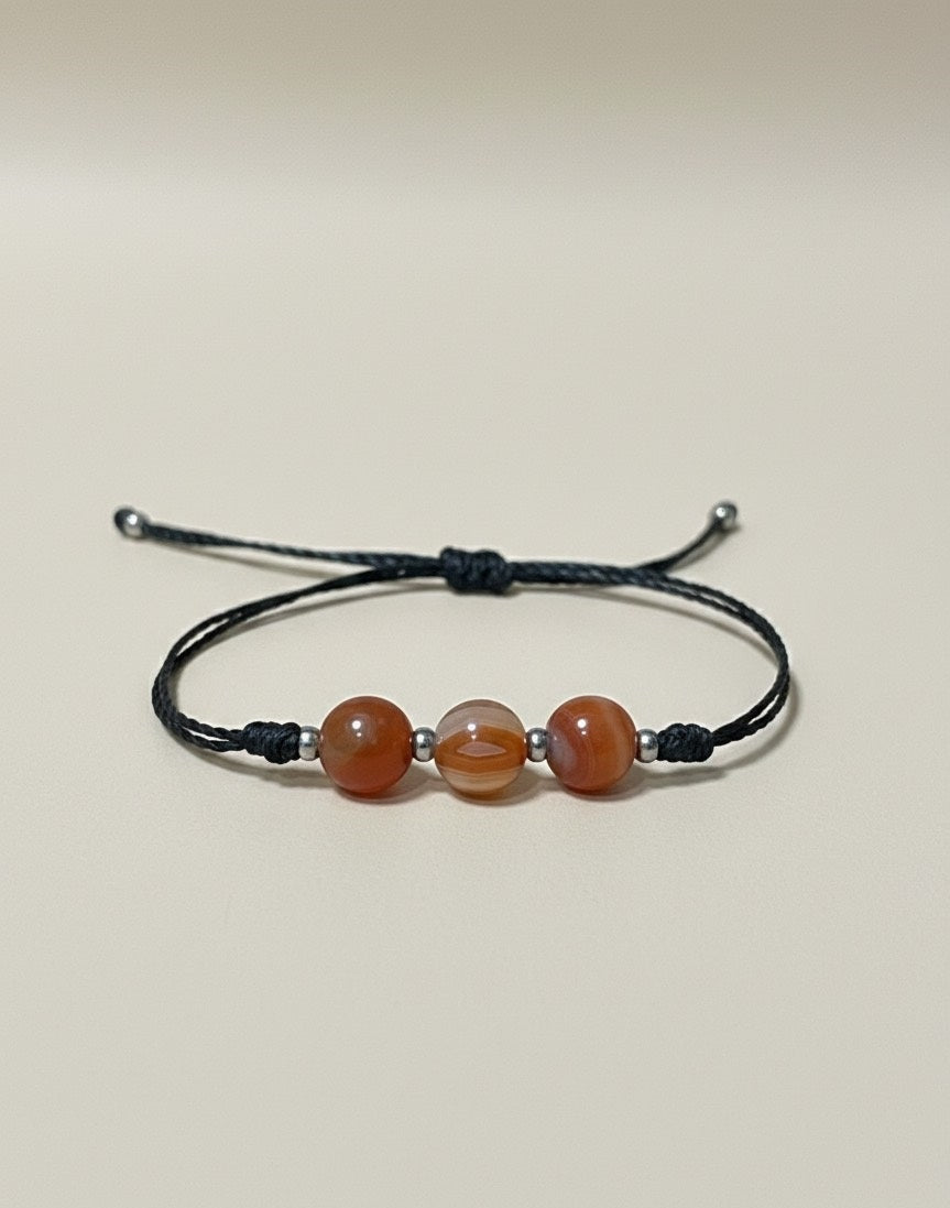 Pulsera Trinidad - Doble Hilo Encerado color negro con Sardónice