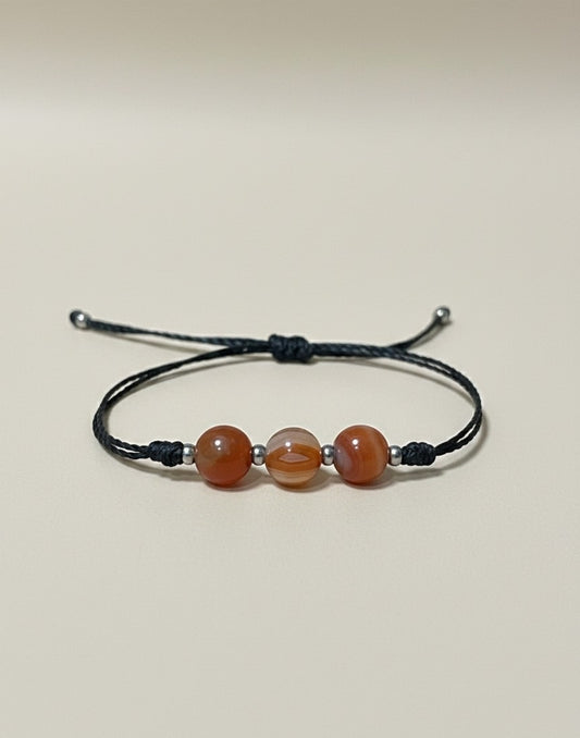 Pulsera Trinidad - Doble Hilo Encerado color negro con Sardónice