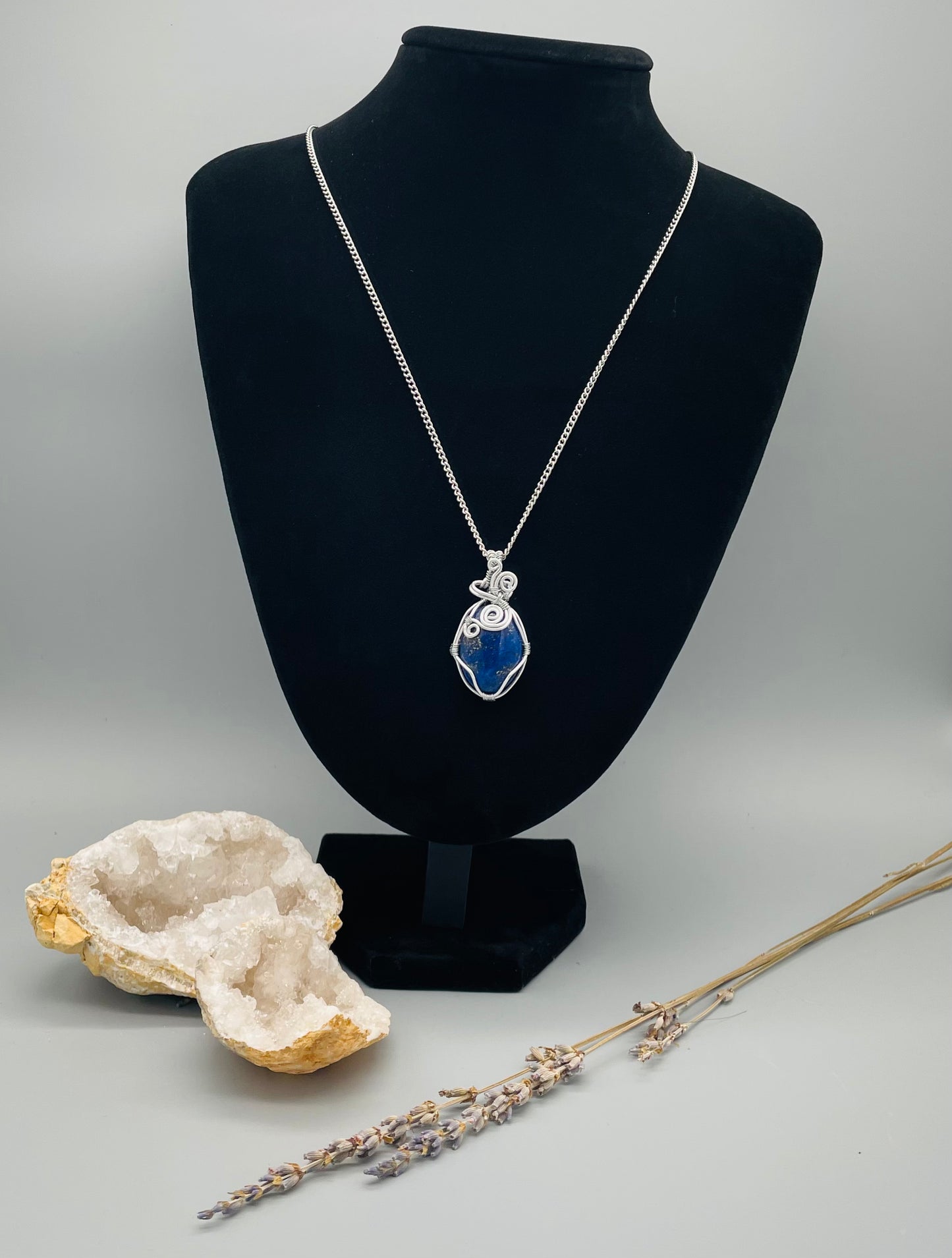 Lapislázuli  en Collar de Acero Inoxidable - 60 cm