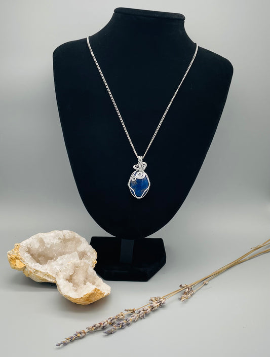 Lapislázuli  en Collar de Acero Inoxidable - 60 cm