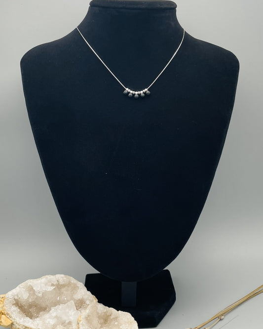 Ónice en Collar 5 Cuentas Acero Inoxidable 45cm