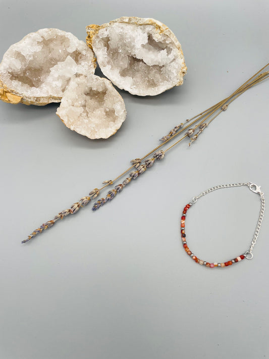 Sardónice en Pulsera de Ajustable con Cuentas Naturales