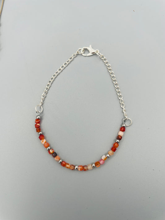 Sardónice en Pulsera de Ajustable con Cuentas Naturales