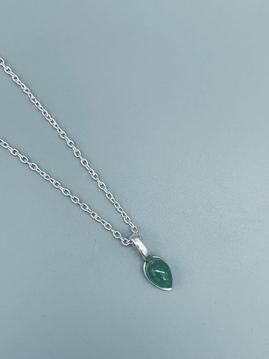 Aventurina en Collar de 50 cm con Cadena de Acero Inoxidable