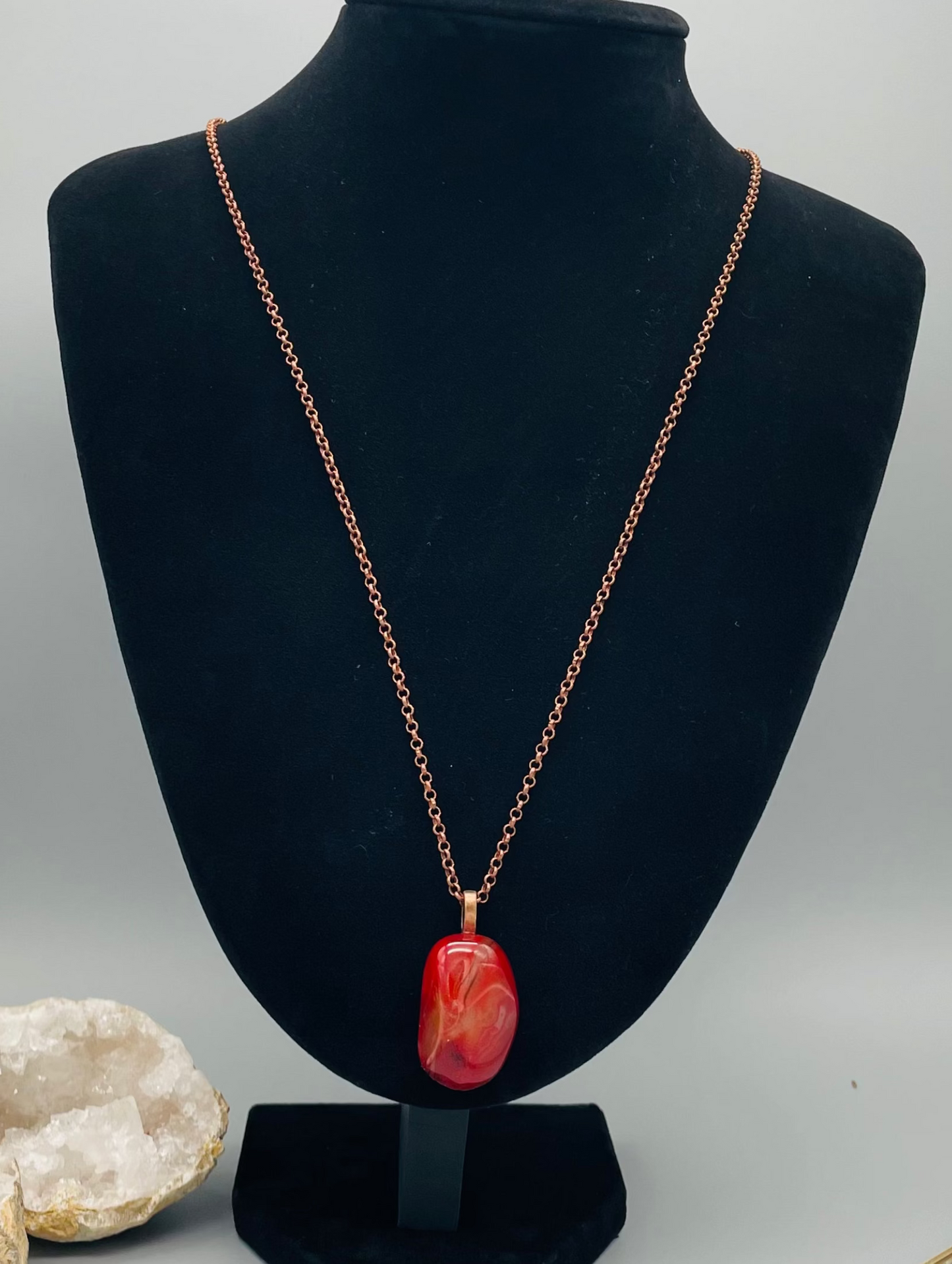 Cornalina en Collar de Bronce - 60cm