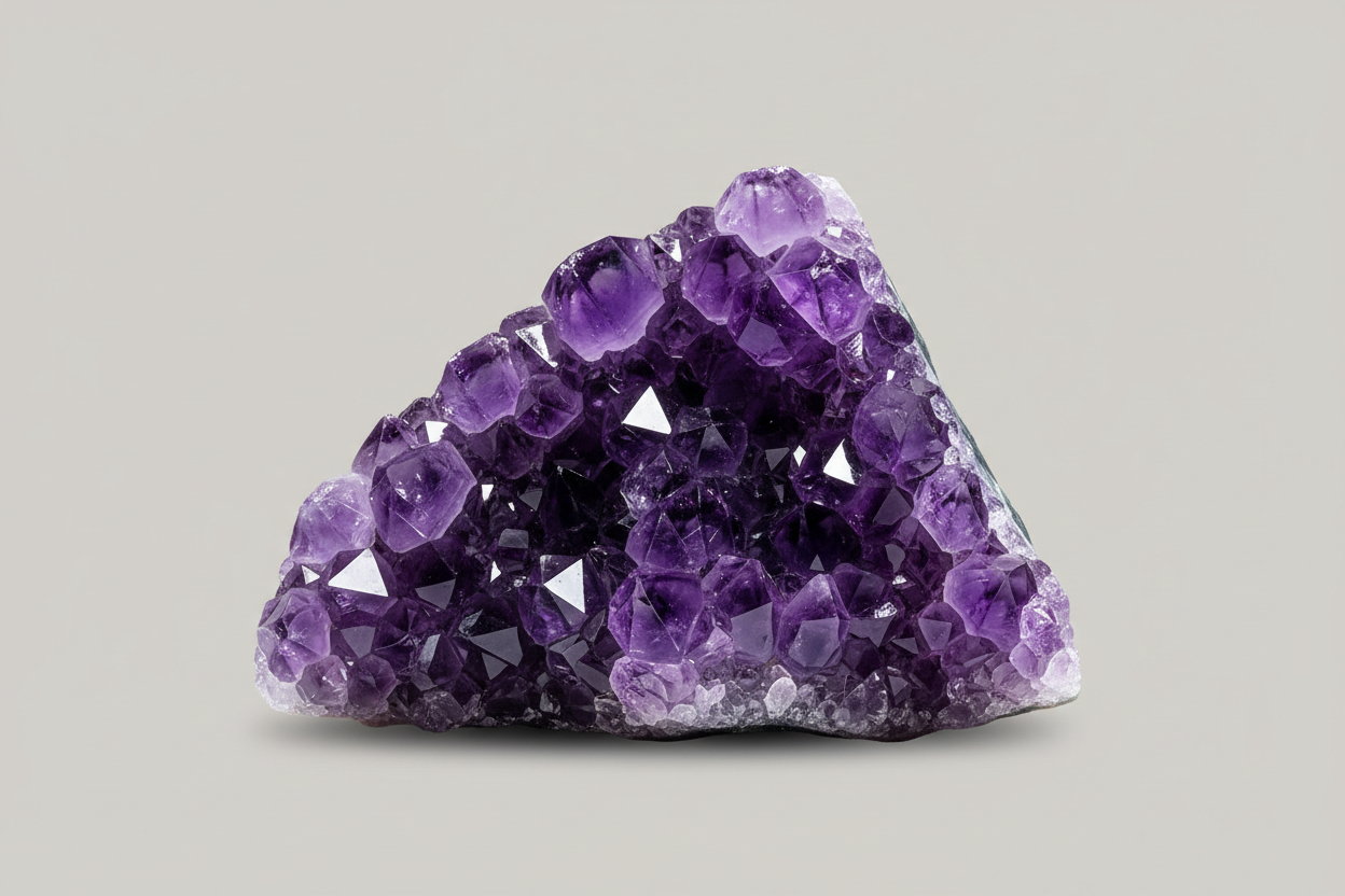 Gema amatista en fondo de estudio de fotografía 