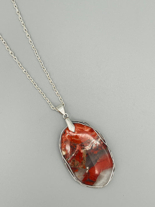 Jaspe Sardo en Collar de Acero Inoxidable - 60 cm